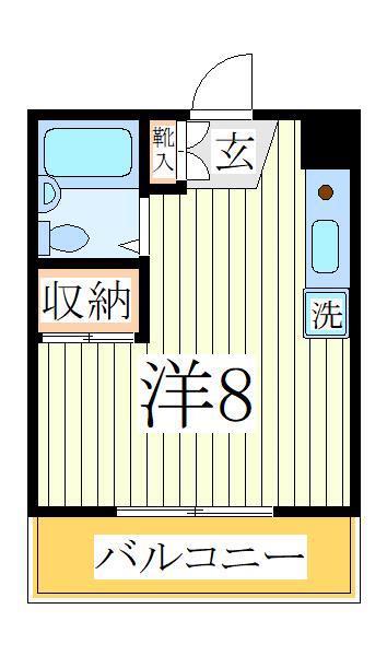 ランドフォレスト天王台II(ワンルーム/2階)の間取り写真