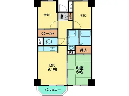 ロワイヤルパレス(3DK/3階)の間取り写真