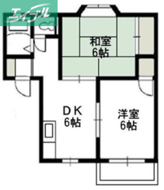 サンライズ平野 C(2DK/2階)の間取り写真