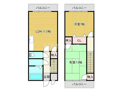 ロイヤル陽光園(2LDK/1階)の間取り写真