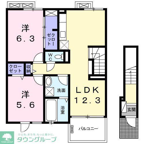 パークシャルム武蔵野(2LDK/2階)の間取り写真