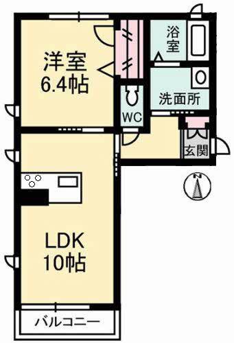 アプレ倉敷(1LDK/2階)の間取り写真