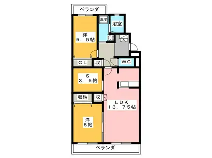 エル・グランシャリオ(2SLDK/4階)の間取り写真