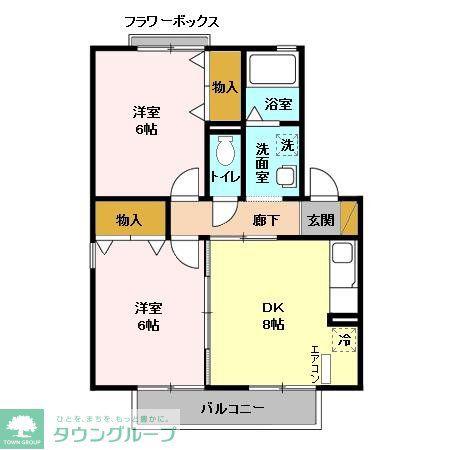 コーポ小倉A(2DK/2階)の間取り写真