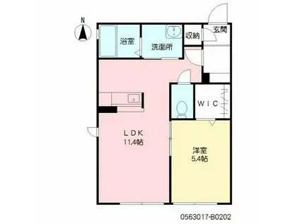 アンソレイユ2(1LDK/2階)の間取り写真