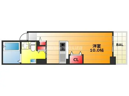 ウォブ新町(ワンルーム/7階)の間取り写真