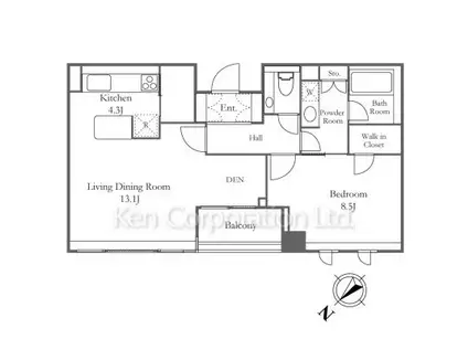 松涛アパートメント(1LDK/3階)の間取り写真