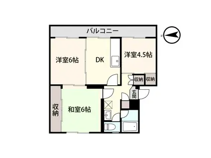 アシスト第5秋田マンション(3DK/4階)の間取り写真