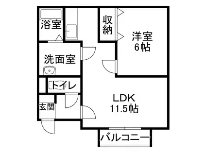 ラピナスI(1LDK/3階)の間取り写真