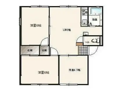 松本ハイツ D棟(3LDK/2階)の間取り写真