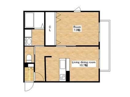 GRAN OV(1LDK/2階)の間取り写真