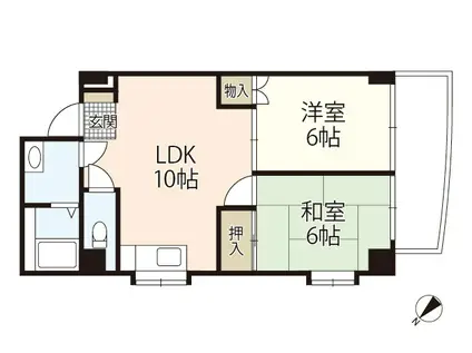 カトレアニシグチ(2LDK/3階)の間取り写真