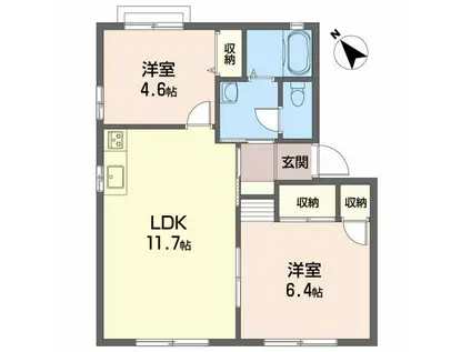 クリスタルハーモニー B棟(2LDK/1階)の間取り写真