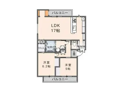 HELENA GARDEN玉串元町III(2LDK/1階)の間取り写真