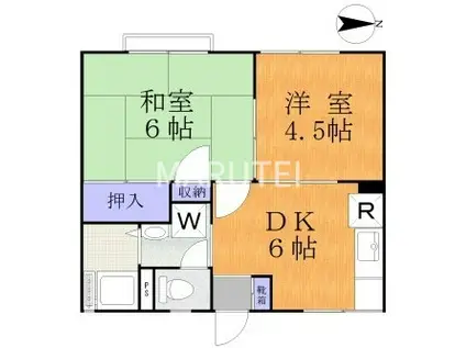 ファミール向ヶ丘(2DK/1階)の間取り写真