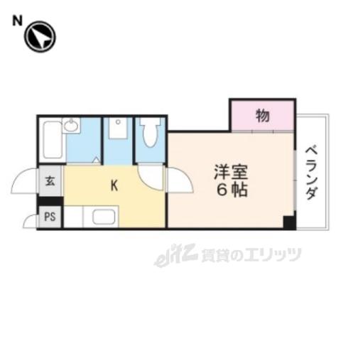 ヴィラコート貴生川(1K/3階)の間取り写真