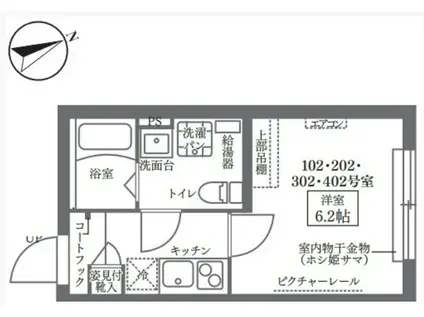 ココキューブ北品川(1K/2階)の間取り写真