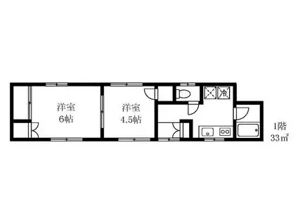 栗原ハウス山王(2K/1階)の間取り写真