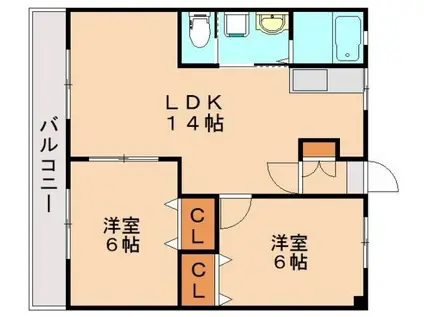 プライマリー穂波(2LDK/2階)の間取り写真