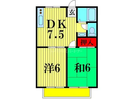 メゾンレイソル(2DK/2階)の間取り写真