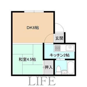フレクション南郷(1LDK/1階)の間取り写真