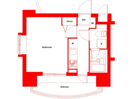 グリアス横浜・ウエストフォルム弐番館(1K/3階)の間取り写真