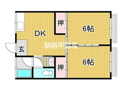 銀丁コーポ(2DK/2階)の間取り写真