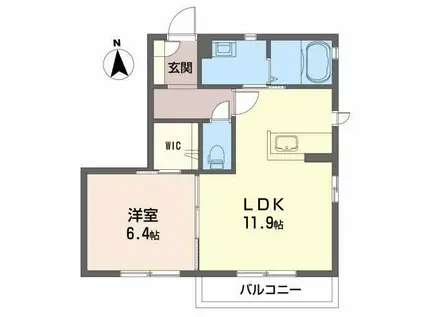 イノセントS III(1LDK/1階)の間取り写真