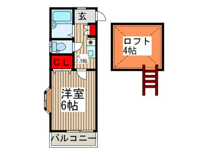 みず樹はうす(1K/2階)の間取り写真