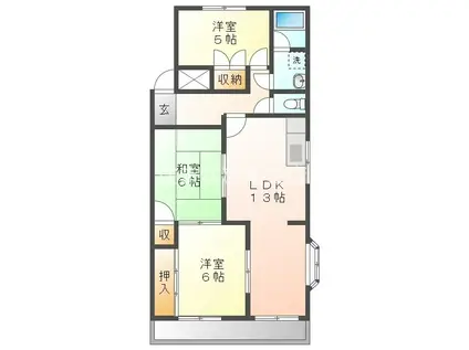 サンメゾン一ッ木2(3LDK/3階)の間取り写真