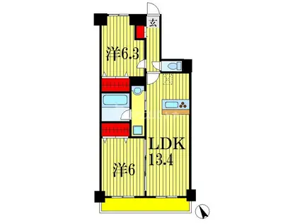 ライオンズマンション蘇我・青葉の森公園五番館(2LDK/6階)の間取り写真