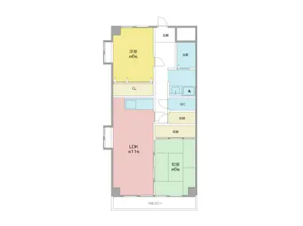 シャインビル(2LDK/5階)の間取り写真