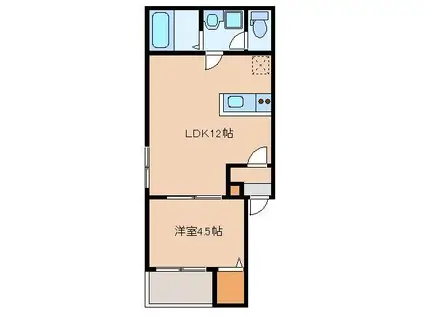 カトレア箱崎(1LDK/3階)の間取り写真