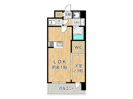 セレニテ十三ミラク(1LDK/7階)の間取り写真