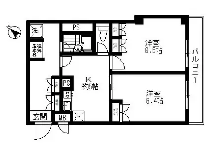 パークコート北園(2K/5階)の間取り写真