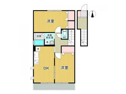 ハイムレトア鹿島(2DK/2階)の間取り写真