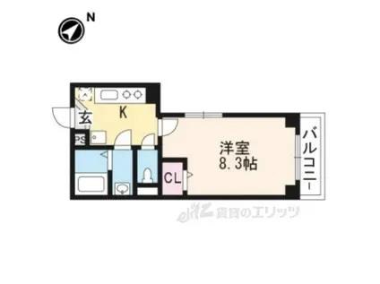 NOBLE妙心寺(1K/1階)の間取り写真