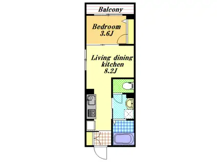 ジーエス アドレット市川(1LDK/2階)の間取り写真