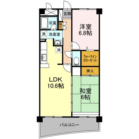 グランウィング(2LDK/2階)の間取り写真