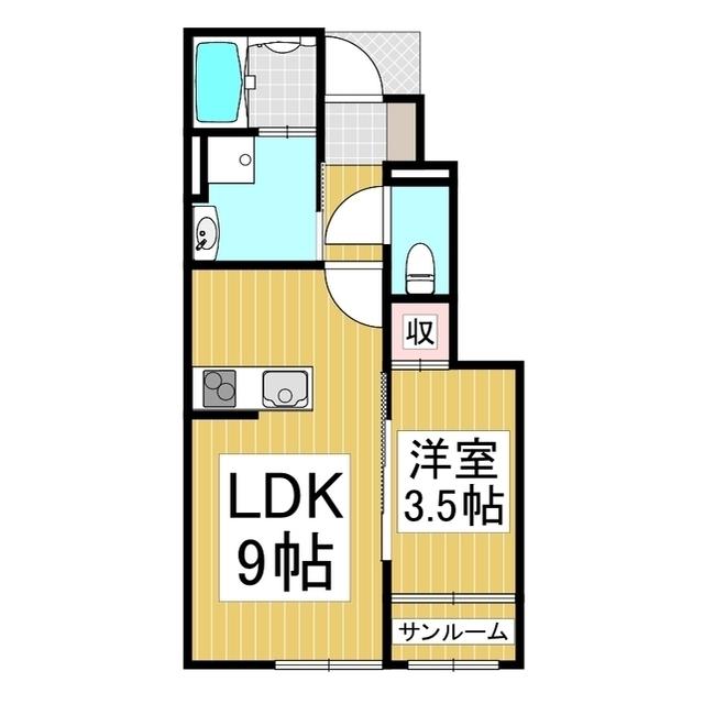 千曲シモンド(1LDK/1階)の間取り写真