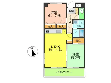 ガーデニア(2LDK/7階)の間取り写真