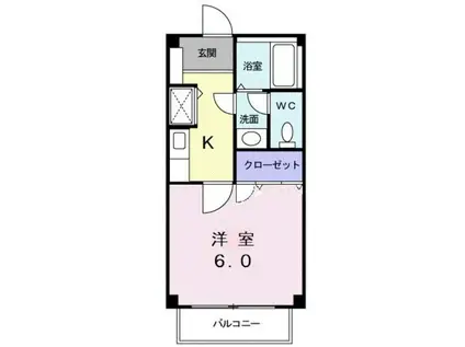 ヴィルヌーブ指扇(1K/2階)の間取り写真