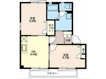 リビエレット・オジェIIIIII(2DK/1階)の間取り写真