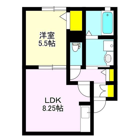 シャネル(1LDK/2階)の間取り写真