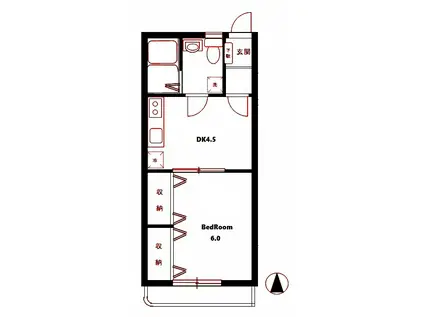 PORTO FLOR(1DK/1階)の間取り写真