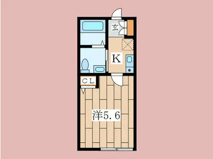 丘の上のフィオーレ横浜(1K/1階)の間取り写真