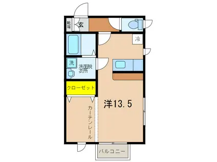 グレイスコート(ワンルーム/1階)の間取り写真