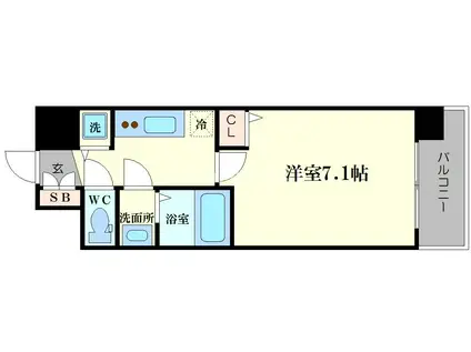 LC難波サウスゲート(1K/9階)の間取り写真