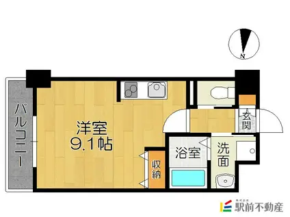 キルンズ西新(ワンルーム/6階)の間取り写真