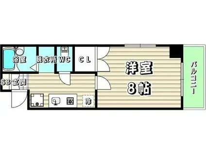 プロビデンス川原通(1K/1階)の間取り写真